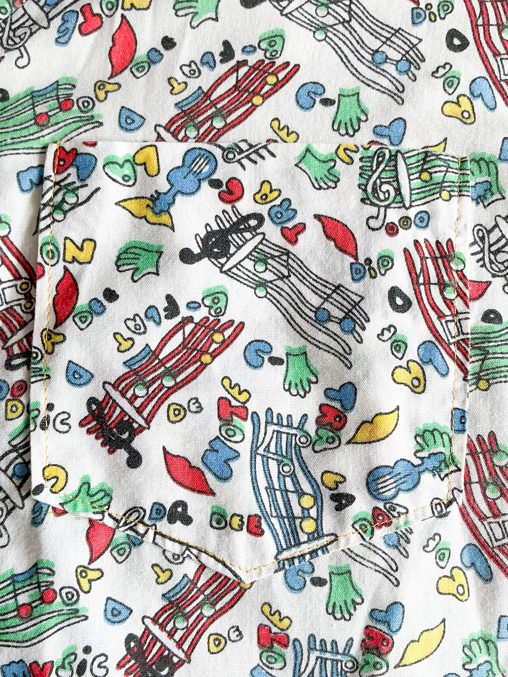 Music Teacher Shirt Novelty Print Short Sleeve Hand Made Colored Pencil Button M - Picture 5 of 9
